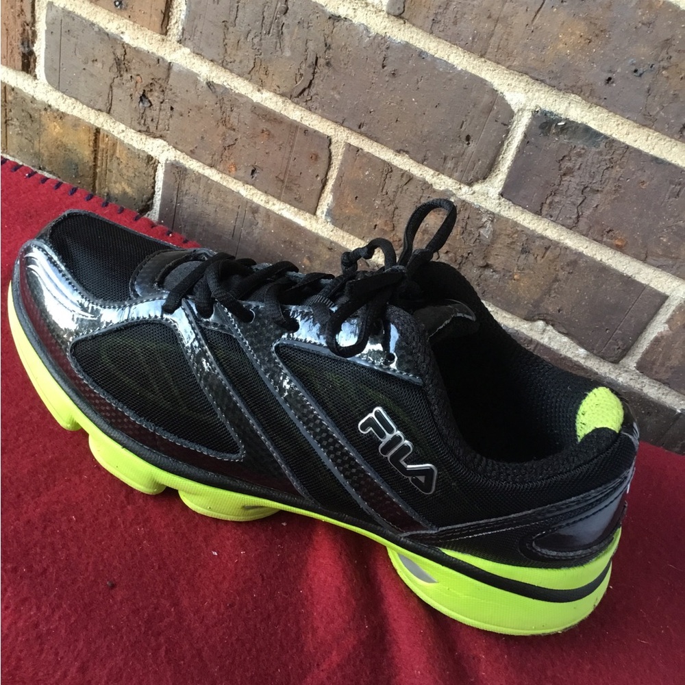 FILA Black and Neon Yellow Athletic Sneaker